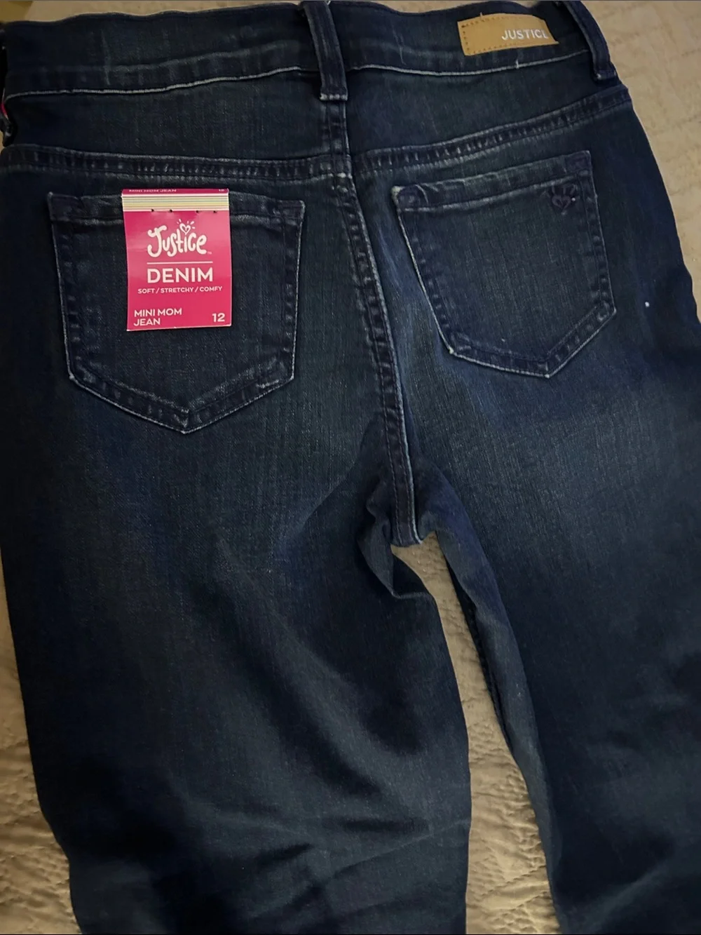 Justice Dark Blue Distressed Girls' Jeans Size 12